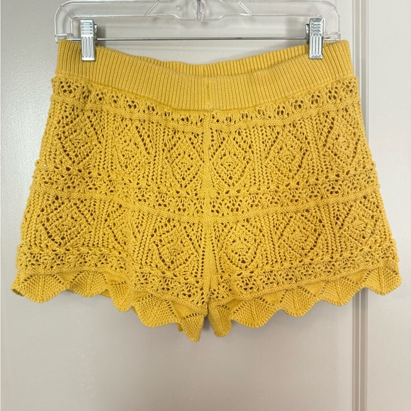 a new day Pants - a new day Yellow High Waist Crochet Shorts